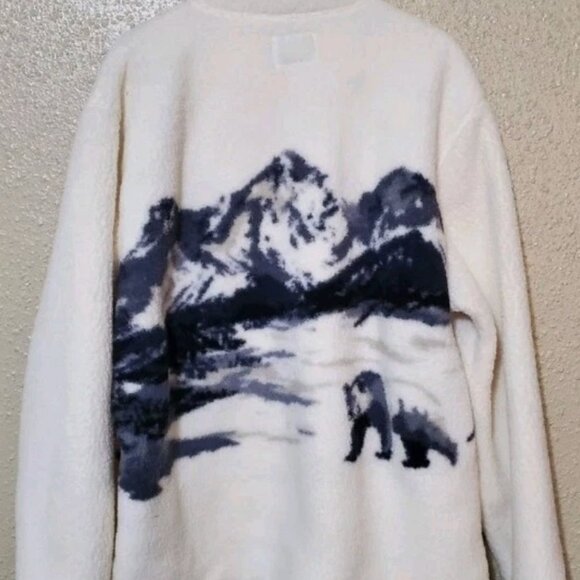 ● XL ● NWT Men's Old Navy Polar Bear Ivory Sherpa Fleece Quarter Zip Sweater - Picture 1 of 3
